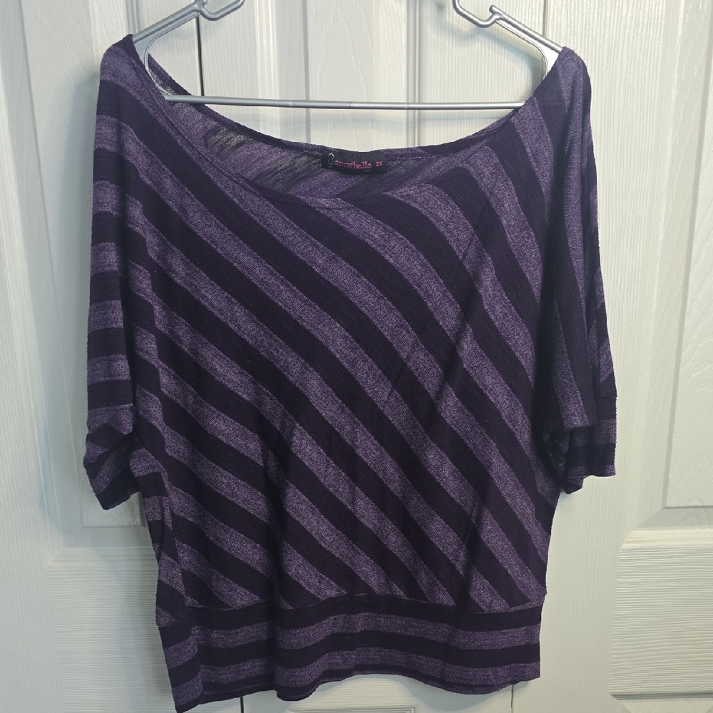 Annabelle Purple Knit Top with Subtle Stripe Texture (a32)
